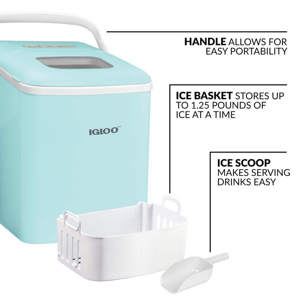 IGLOO 26 lbs Portable Ice Maker with Handle in Aqua