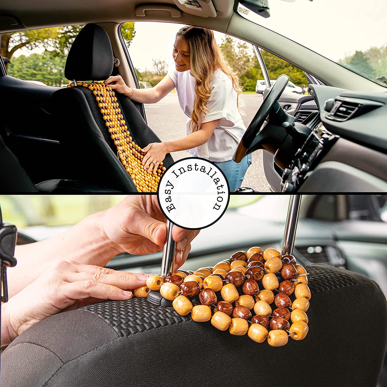 Zone Tech Car Seat Back Support with Wood Beads Back Cushion Car Accessories