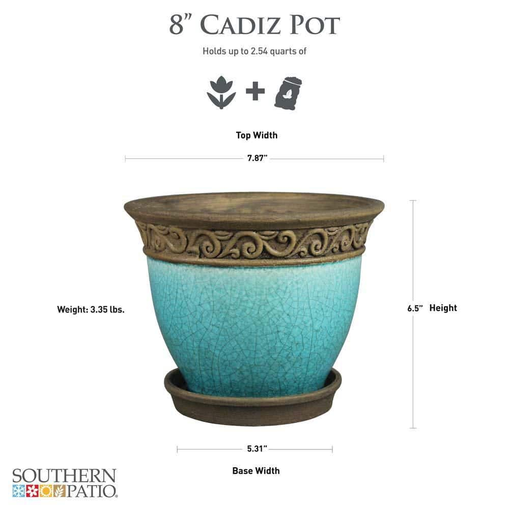 Southern Patio Cadiz Small 8 in. x 6.5 in. Teal Ceramic Indoor 3 Qt. Pot (2-Pack) CRM-030720P2