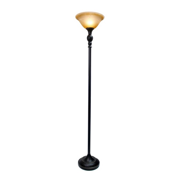 1 light Classic Torchiere Floor Lamp With Marbleized Glass Shade Lalia Home