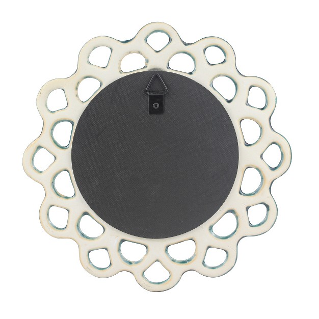 Round Ceramic Cutout Wall Hanging Mirror Turquoise Stonebriar Collection