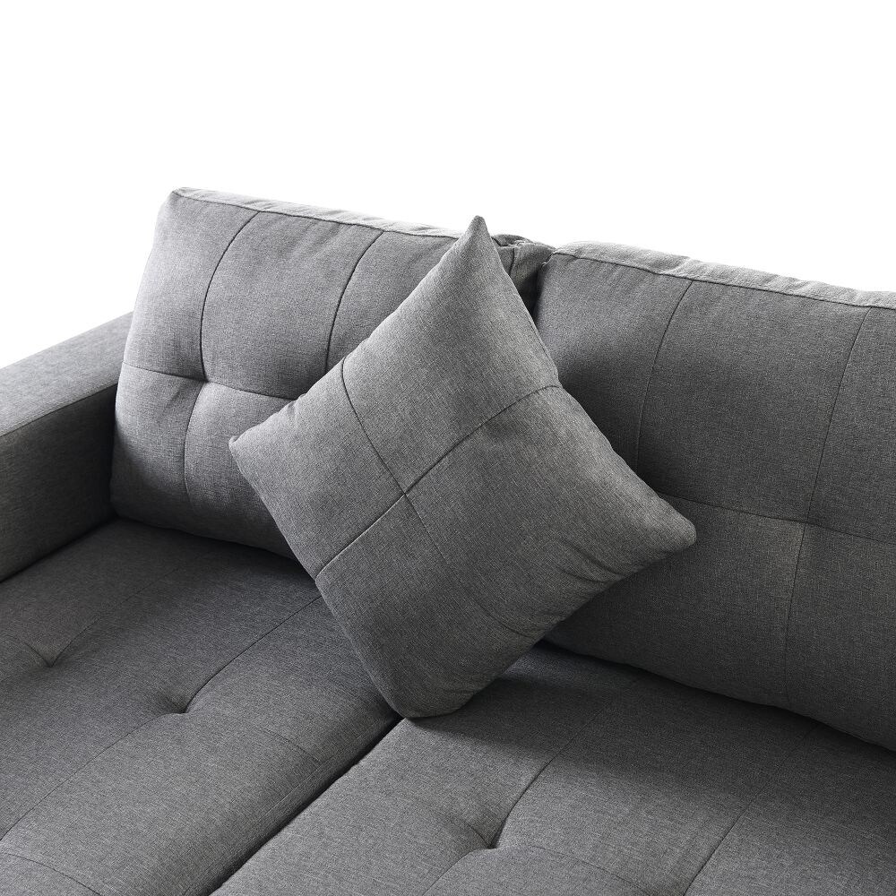 Sectional Convertible Sofa Set for Living Room with L Shape Chaise Lounge Grey