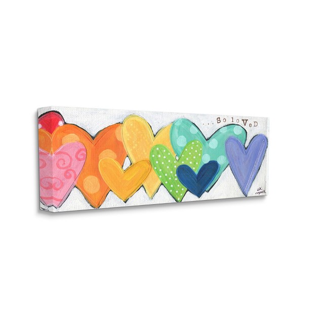 Stupell Industries Patterned Hearts So Loved Gallery Wrapped Canvas Wall Art