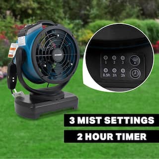 XPOWER FM-68W 11 in. Multipurpose Oscillating Portable 3-Speed Outdoor Cooling Misting Fan with Built-In Water Pump and Hose FM-68W