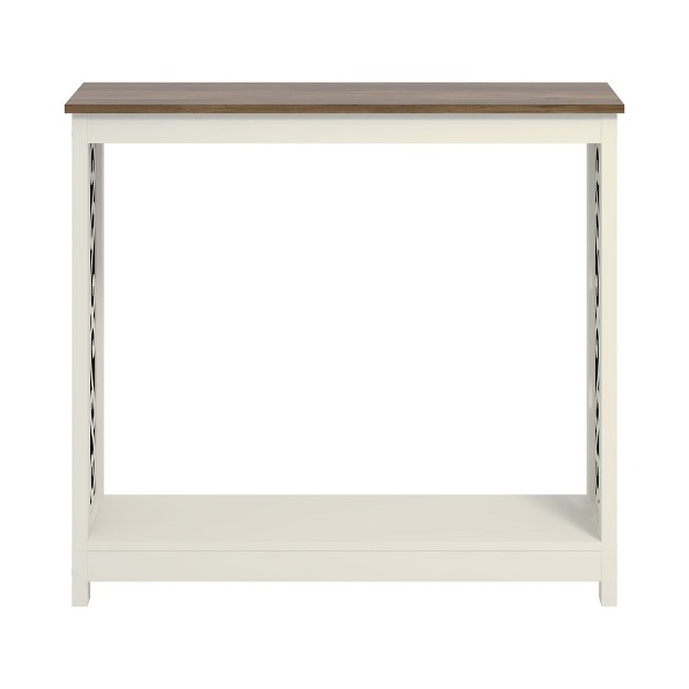 Galano Nagata 38 1 In Ivory With Knotty Oak Rectangular Engineer Wood Console Table