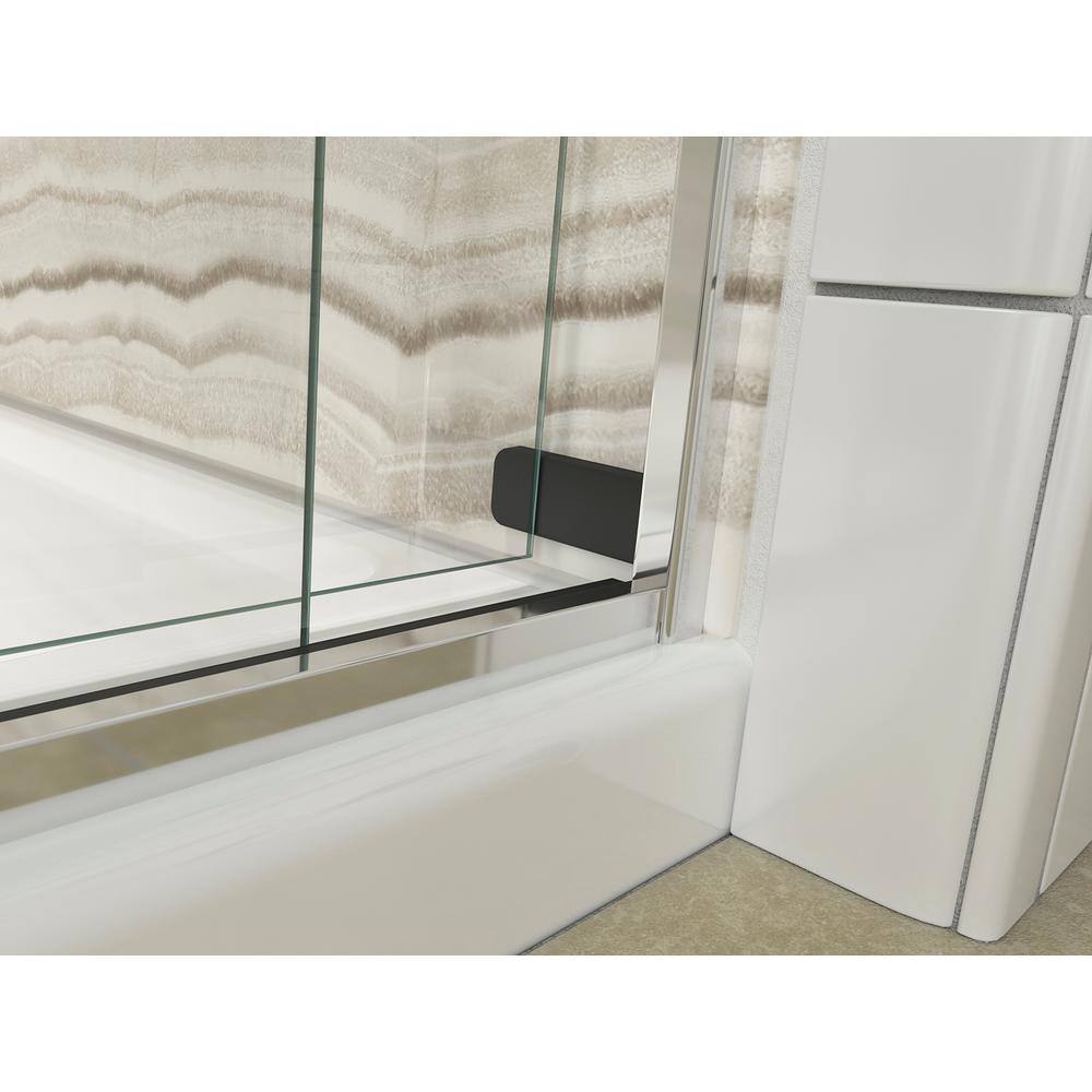 KOHLER Levity 59.625 in. W x 74 in. H Frameless Sliding Shower Door in Bright Silver with Blade Handles K-706009-L-SH