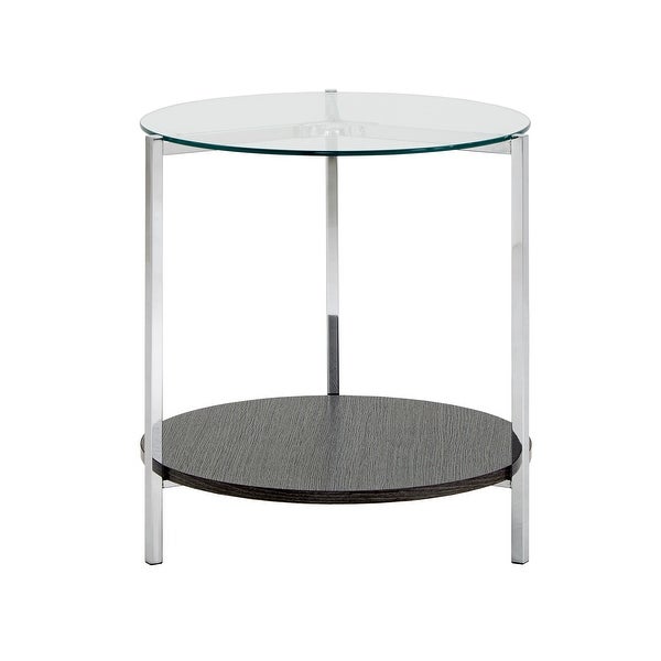 Roti Chrome End Table with Glass Top by iNSPIRE Q Modern