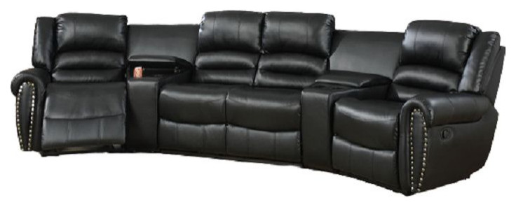 Wien Motion Home Theater With 2 Center Consoles  Bonded Leather   Transitional   Sectional Sofas   by Hollywood Decor  Houzz