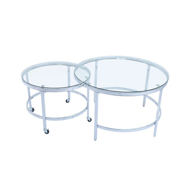 EPOWP Modern Glass Nesting Table Set transparent/Sliver