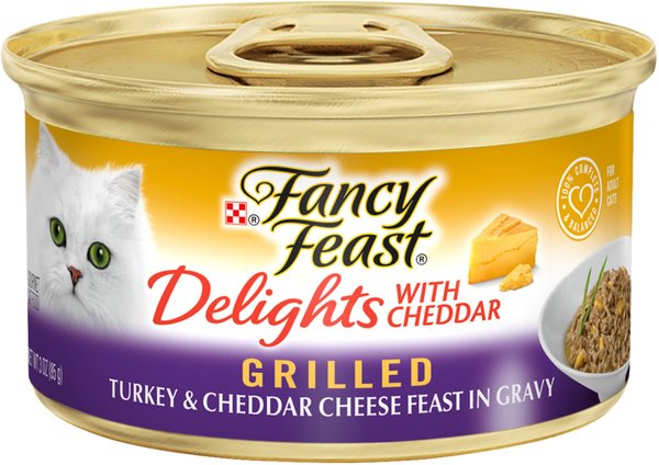 Fancy Feast Delights with Cheddar Grilled Turkey and Cheddar Cheese Feast in Gravy Canned Cat Food