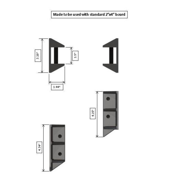 FENCE  DECK RITE 2 in. x 4 in. Stair Railing Hangers Fits Standard Railings Reinforced Black Polypropylene 4-Sets (8-Piece) FDR-STRH-4