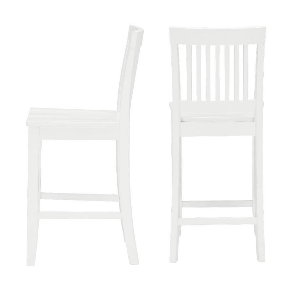 StyleWell Scottsbury White Wood Counter Stools with Slat Back (Set of 2) DC 2004 CTR-W