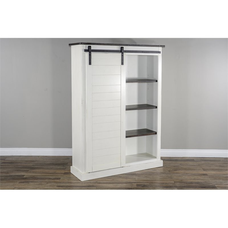 Sunny Designs 66 quotAdjustable Shelf Barn Door Wood Bookcase in Charred Oak   Transitional   Bookcases   by Homesquare  Houzz