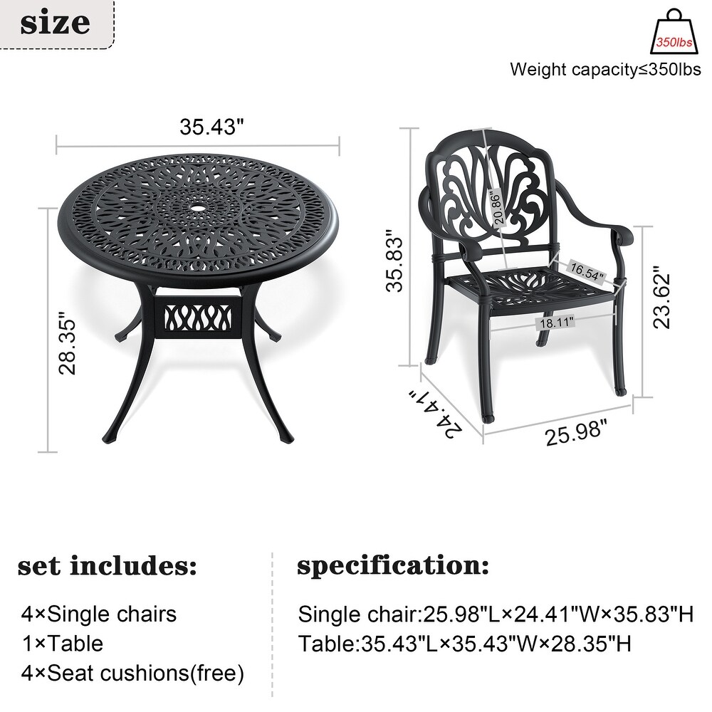 5 Piece Outdoor Dining Table Set for Patio