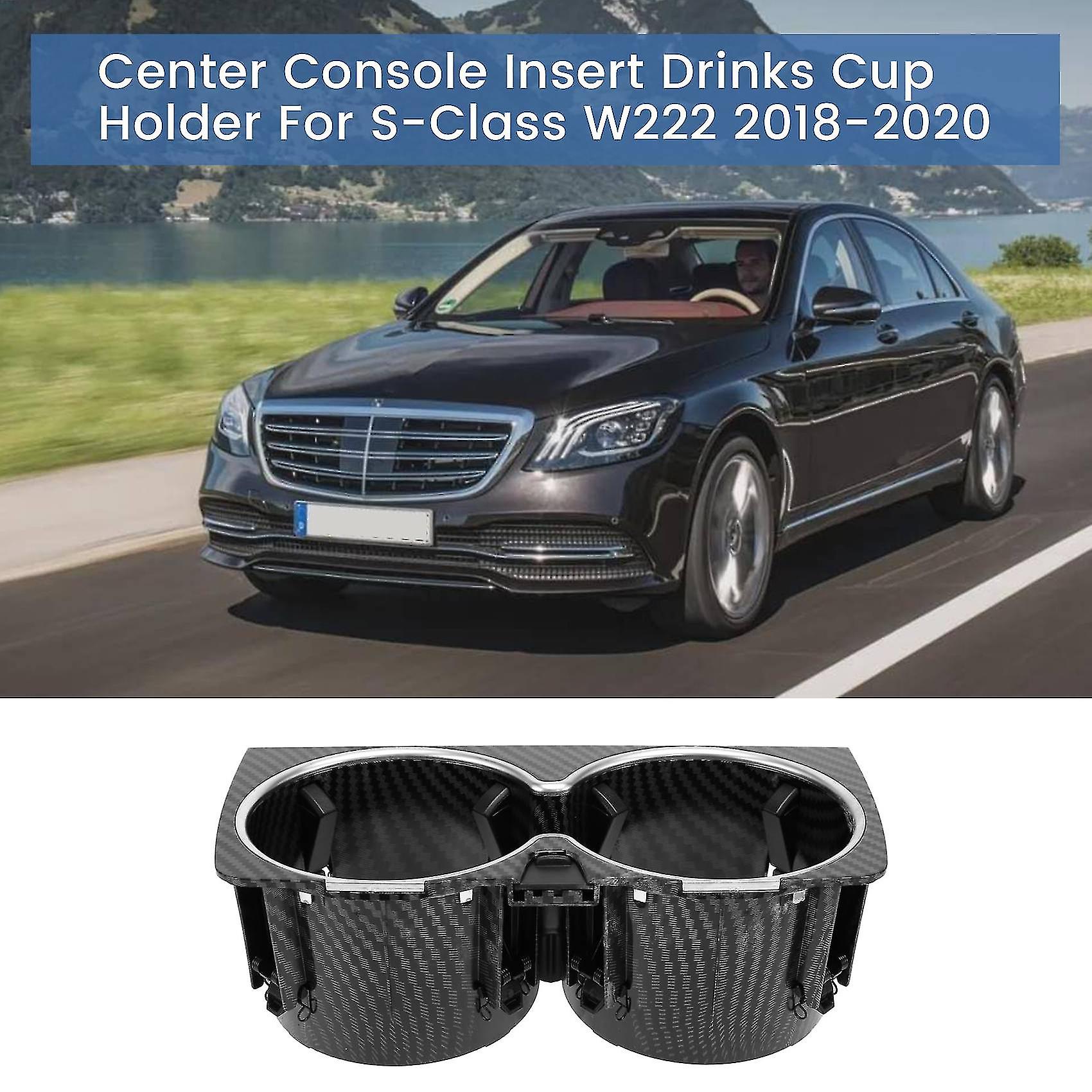 Car Console Insert Drinks Cup Holder For S W222 2018-2020 A2226830075 Black Carbon Fiber