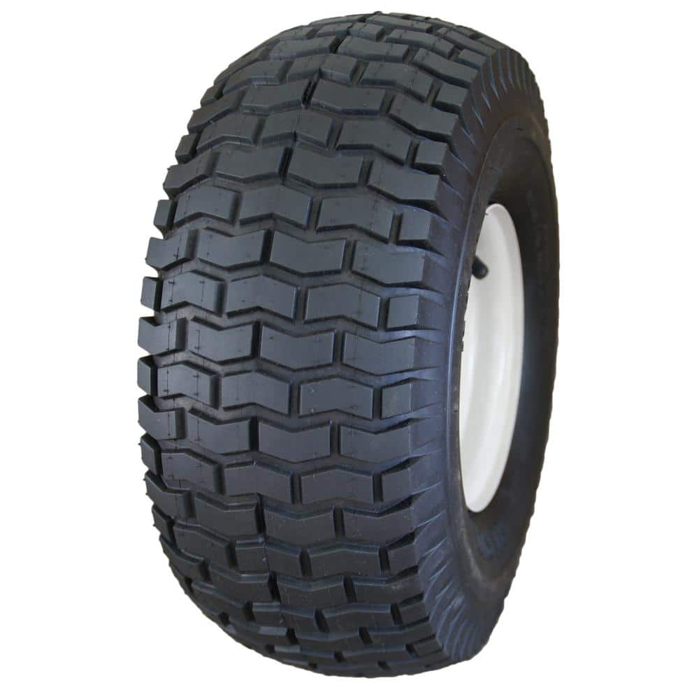 Hi-Run Lawn/Garden Tire 15 x 6.00-6 2Ply SU12 Mounted on 6 x 4.5 Greyish White Solid Wheel W/Zerk & Metal Bushings of 3/4 I.D. ASB1088