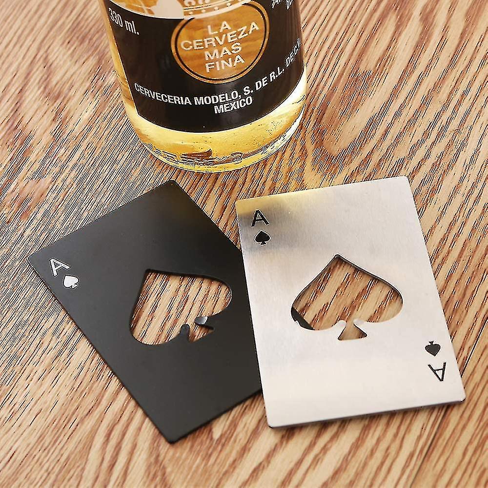 Stainless Steel Playing Card Beer Open Bottle (silver + Black) 6 Pieces