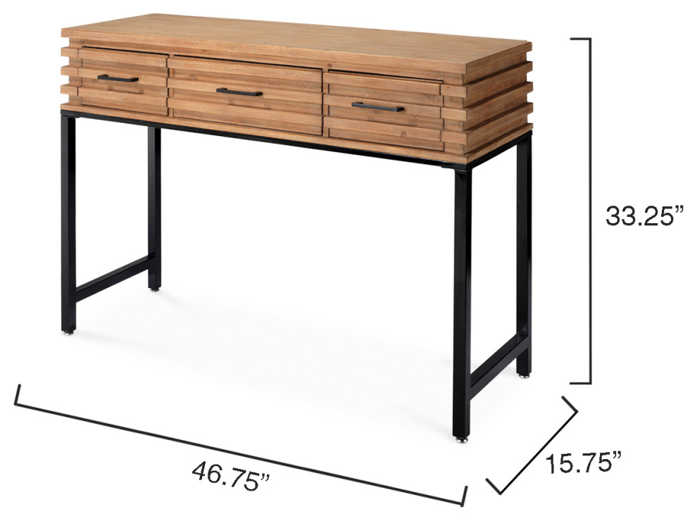 Brown Fir Wood Iron Logan Console   Industrial   Console Tables   by HedgeApple  Houzz