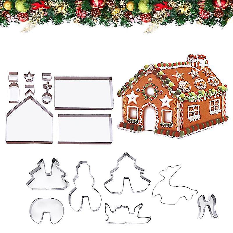 18pcs Christmas Cookie Cutters 3d Stainless Steel Cookies Molds Cake Tool Kitchen