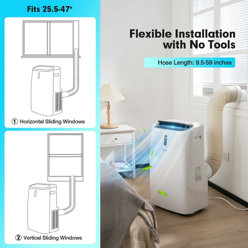 14000 BTU 4-in-1 Portable Air Conditioner with Air Cooler Fan Heater & Dehumidifier, Smart APP & WiFi Control AC Unit