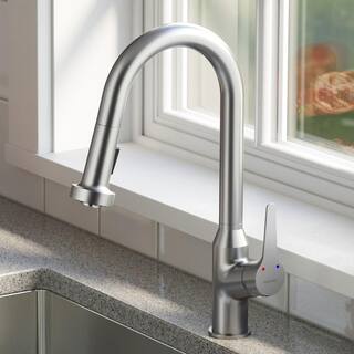 Karran Dockton Single Handle Pull Down Sprayer Kitchen Faucet in Stainless Steel KKF250SS