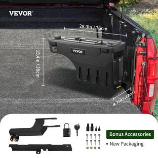 VEVOR 28 in. ABS Truck Bed Storage Box 6.6 Gal. Driver Side Truck Tool Box with Password Padlock for Ford F150 2015-2020Black KCLJGFORDF150EA5AV0