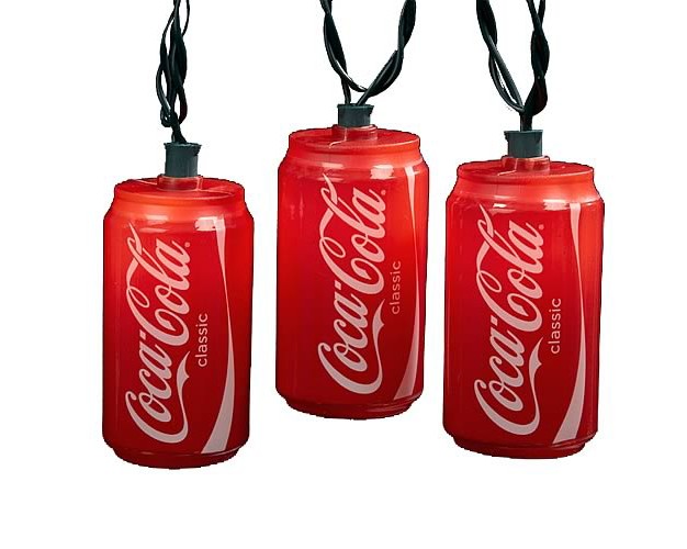 Kurt S Adler 10 Red Blow Mold Classic Coca cola Can Party Christmas Lights 9 Ft Green Wire