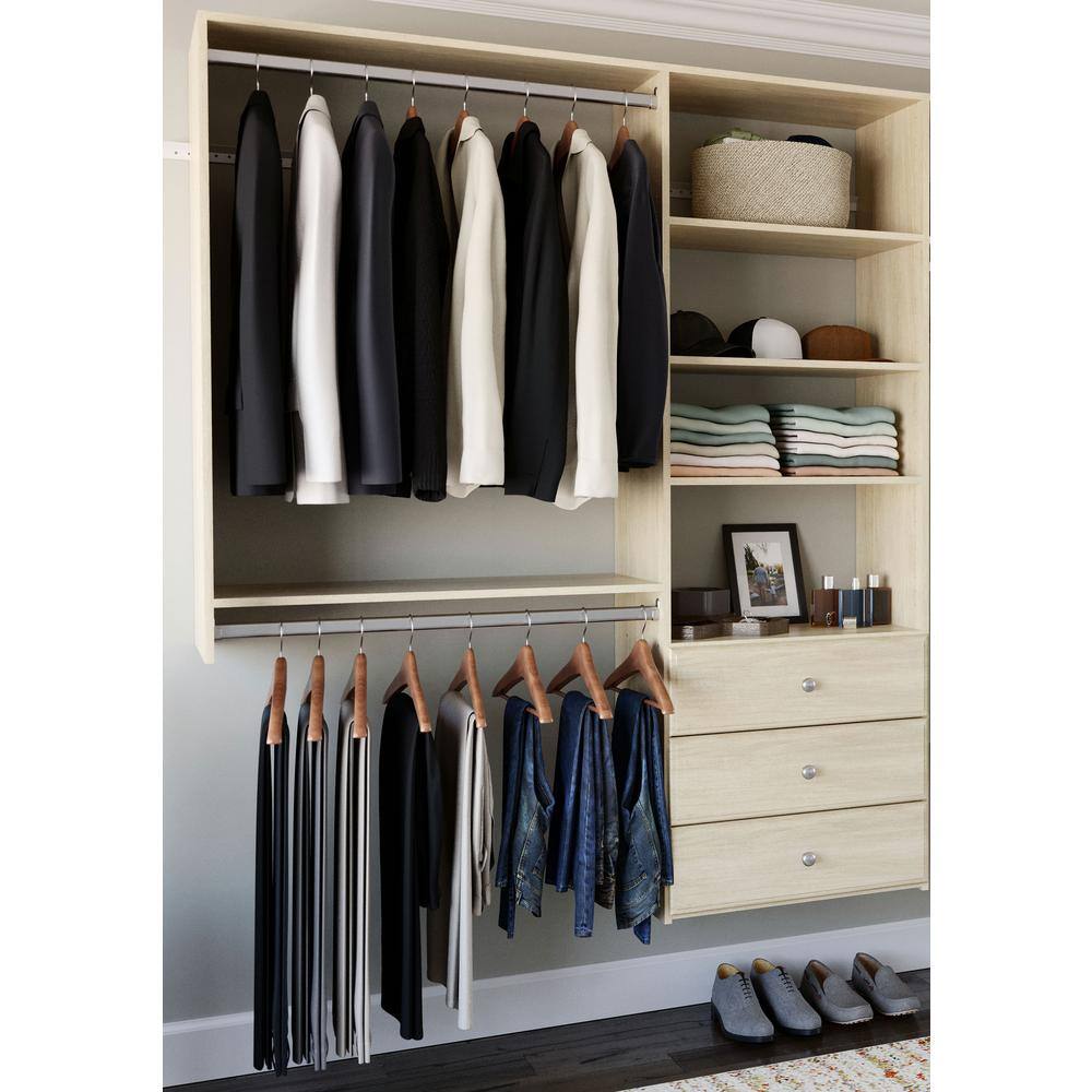 Closet Evolution 120 in. W - 144 in. W Harvest Grain Wood Deluxe Closet System HG62