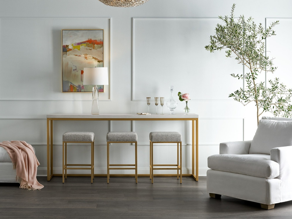 Miranda Kerr Metal Console Table  Gold Finish With White Top   Contemporary   Console Tables   by Homesquare  Houzz