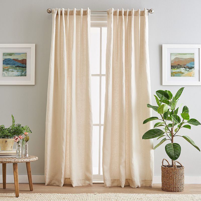 Peri 100% Linen Backtab Lined 2-panel Window Curtain Set