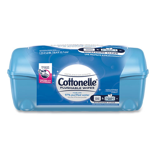 Kimberly-Clark Cottonelleandreg; Fresh Care Flushable Cleansing Cloths | 1-Ply， 3.75 x 5.5， White， 42