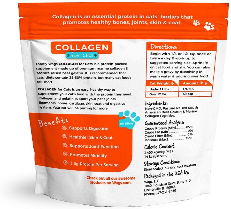 Totally Wags Collagen Cat Supplement， 4.2-oz bag