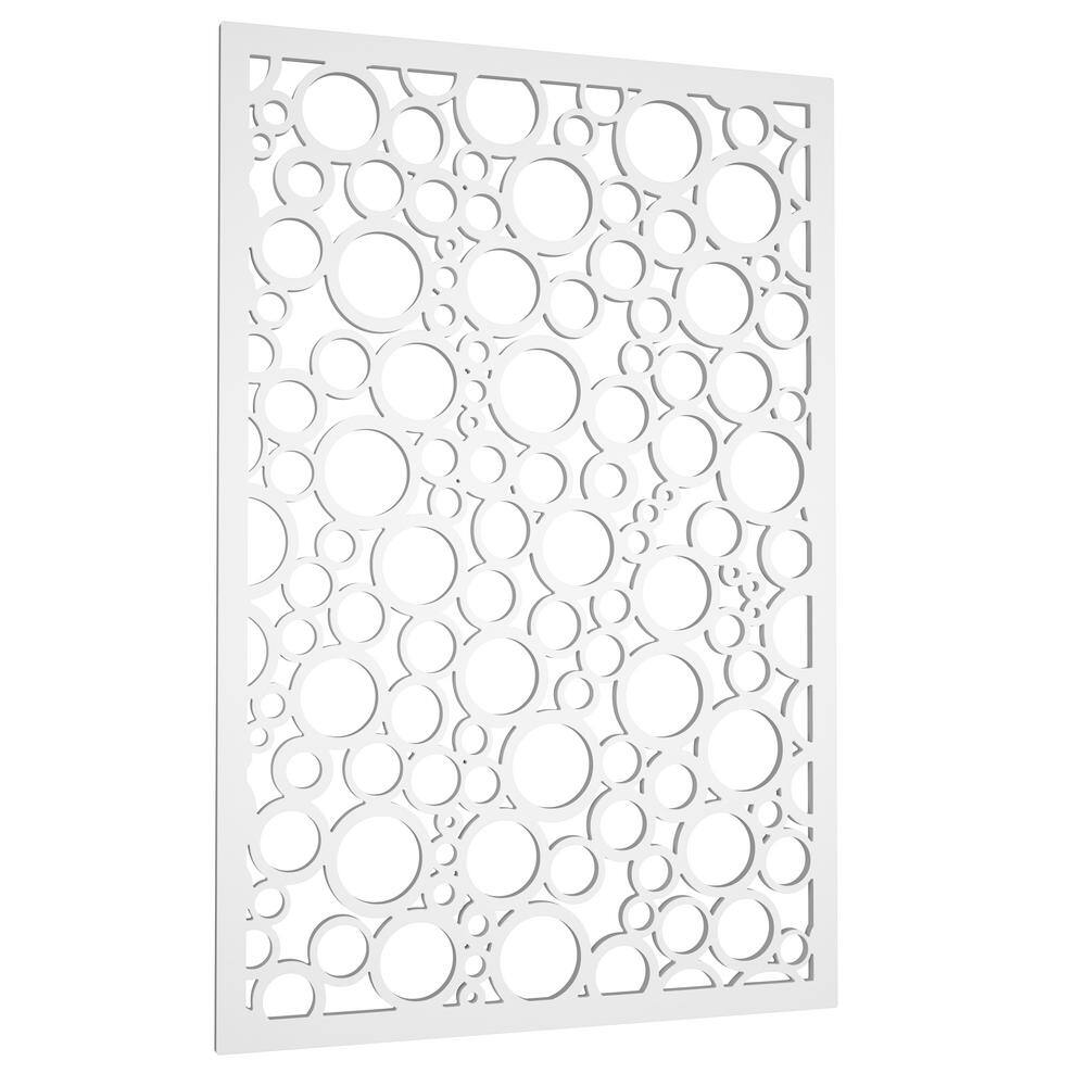 Acurio Latticeworks Jumbled Circles 4 ft. x 32 in. White Vinyl Decorative Screen Panel 4832PVCW-JDC