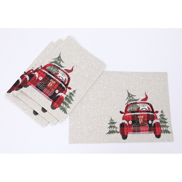 Santa Claus Riding On Car Christmas Placemats 14 by 20Inch，Set of 4