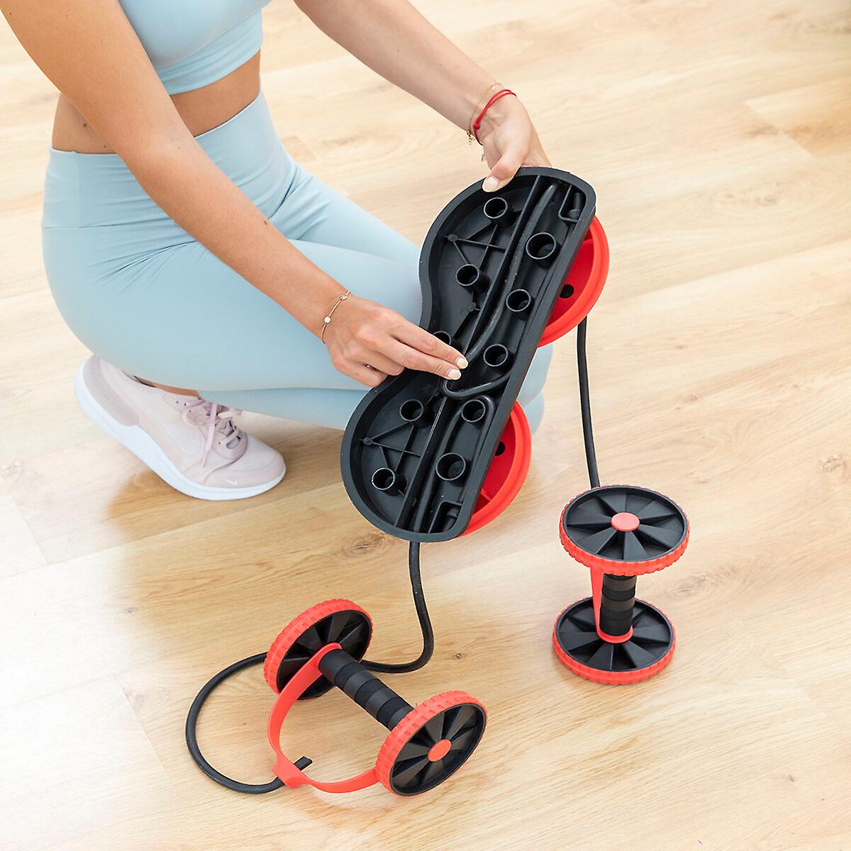 Abdominal Roller with Rotating Discs， Elastic Bands and Exercise Guide Twabanarm InnovaGoods
