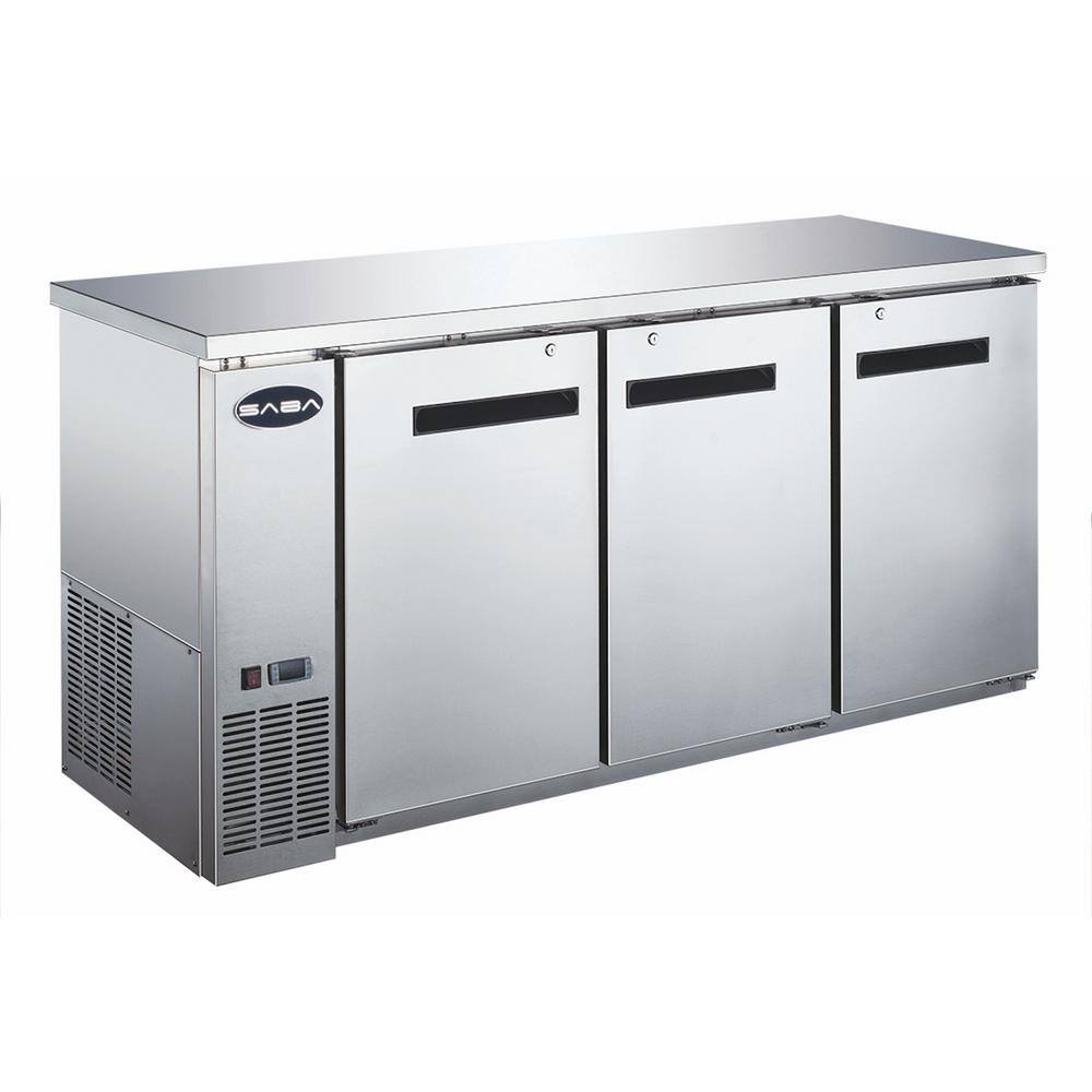 SABA 72 in. W 19.6 cu. ft. Commercial Solid Door Under Back Bar Cooler Refrigerator in Stainless Steel SBB-24-72SS