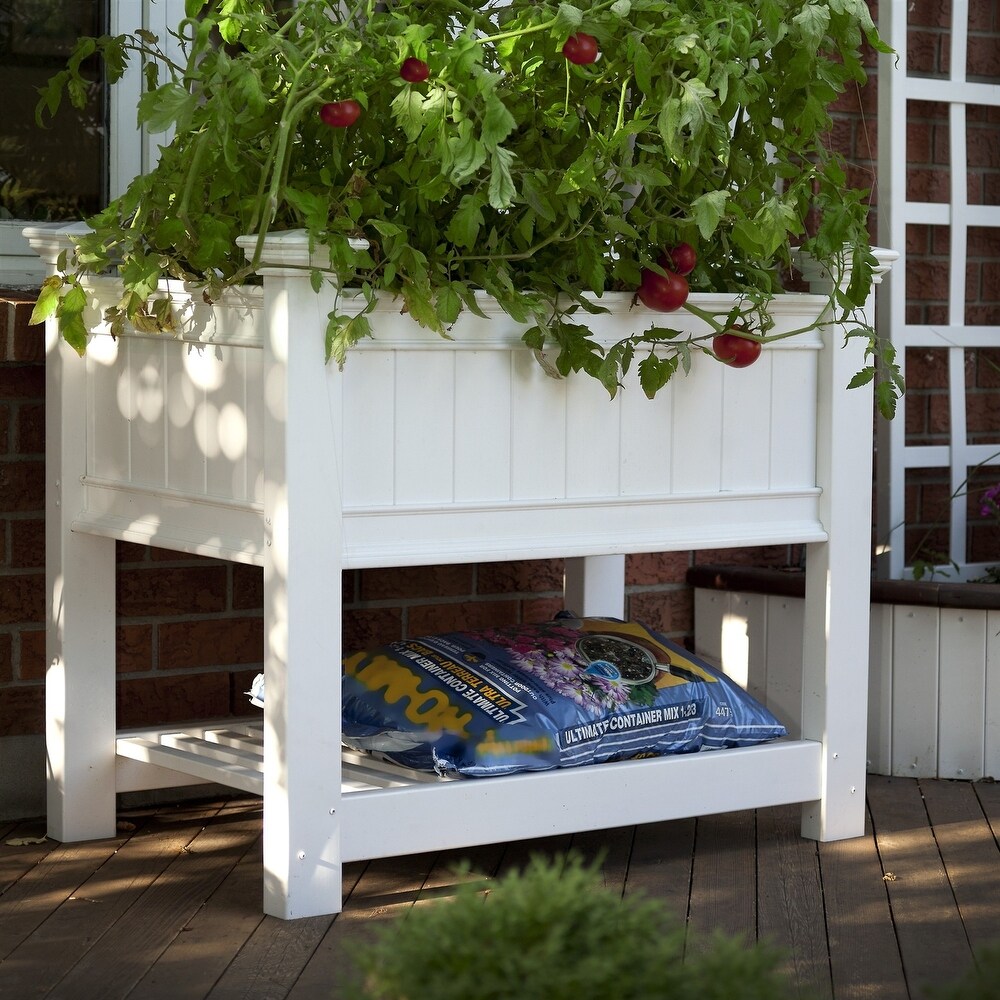 Elevated Planter Raised Grow Bed in White Vinyl   35.4\