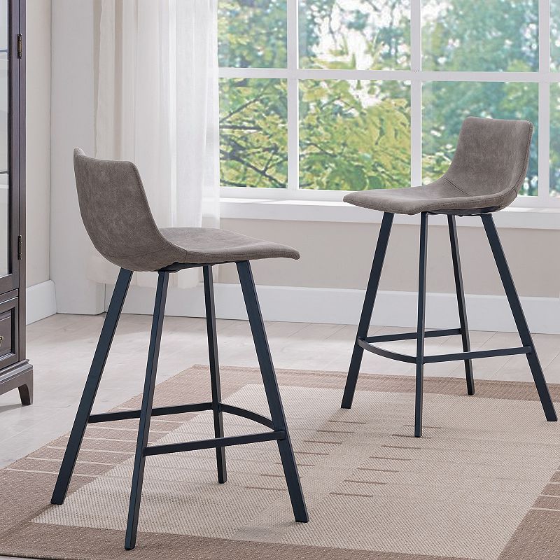 Leick Furniture Matte Black and Gray Counter Stool Set