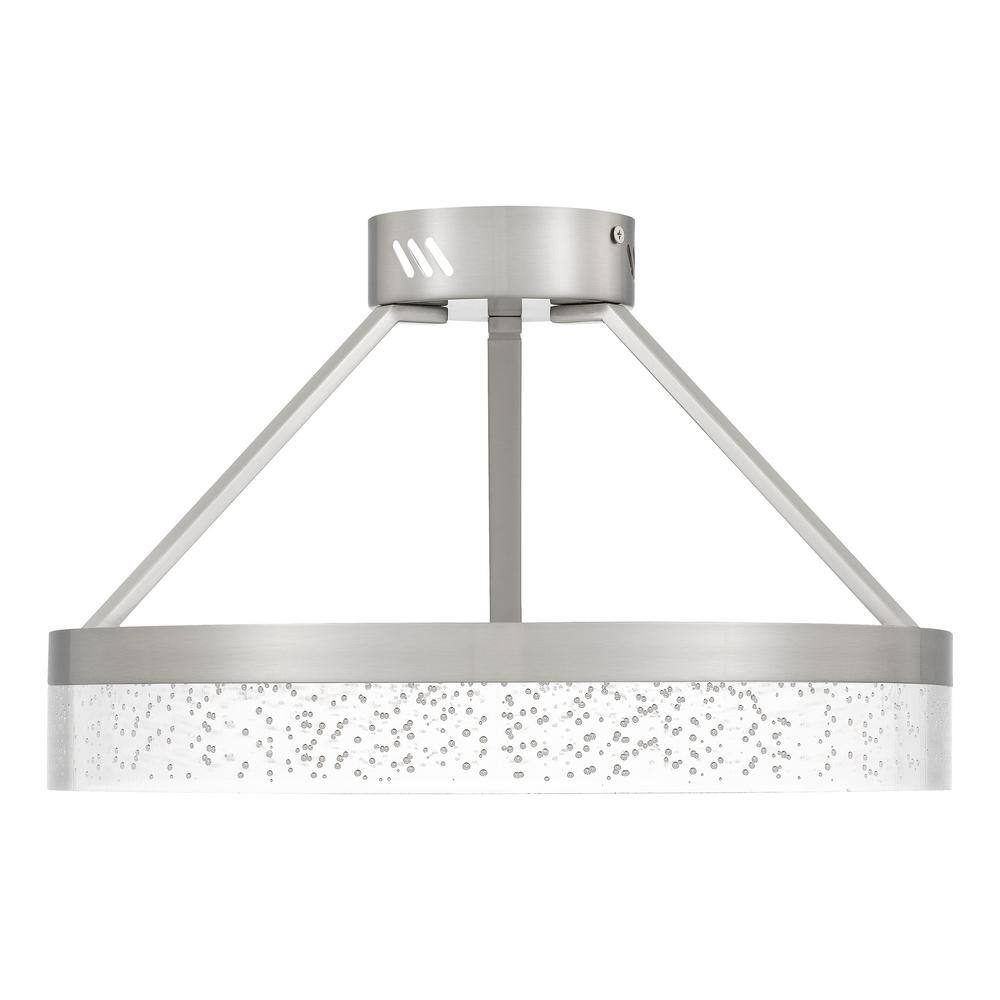 SMRTLite by NBG HOME 15.75 in. Brushed Nickel Integrated LED Semi-Flush Mount with Bubble Shade DS18780