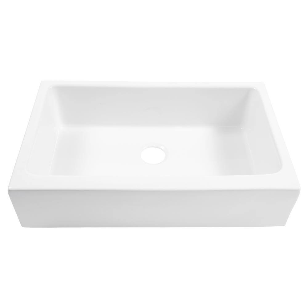 SINKOLOGY Grace 34 in. Quick-Fit Undermount Single Bowl Crisp White Fireclay Kitchen Sink SK451-34FC