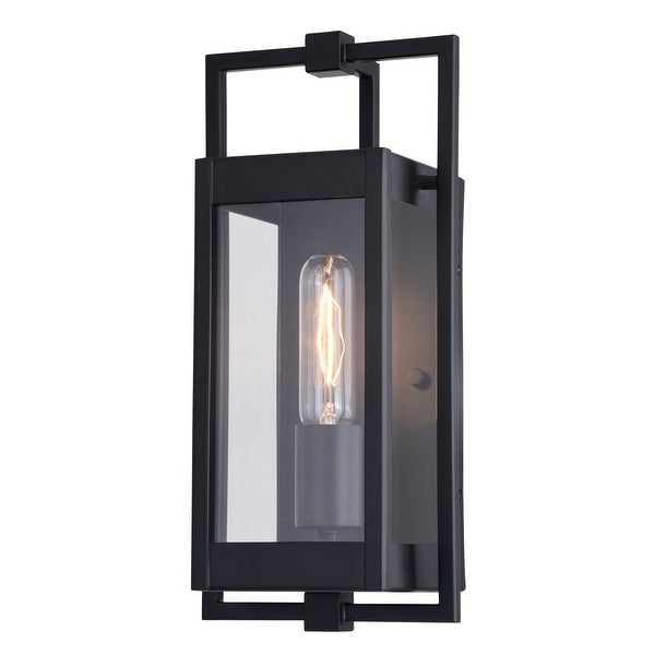 Sheridan Matte Black Contemporary Indoor Outdoor Wall Lantern Light Fixture with Clear Glass Shopping - The Best Deals on Outdoor Wall Lanterns | 41750993