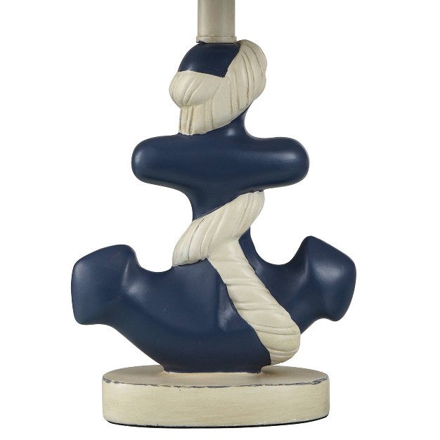 Montauk Molded Nautical Anchor Table Lamp With Fabric Shade Navy Blue white Stylecraft