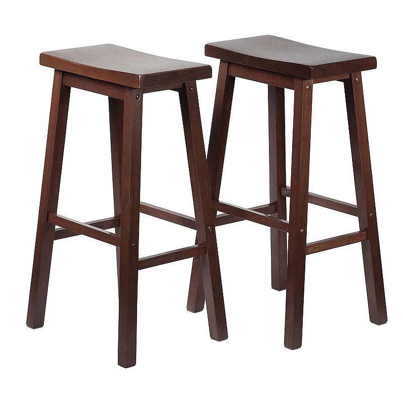 Pj Wood Classic Saddle Seat 29 Tall Kitchen Counter Stools， Walnut (set Of 4)