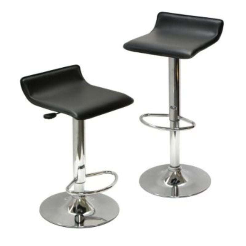 Set of 2 Modern Air-Lift Adjustable Bar Stools with Black Seat - 15.1