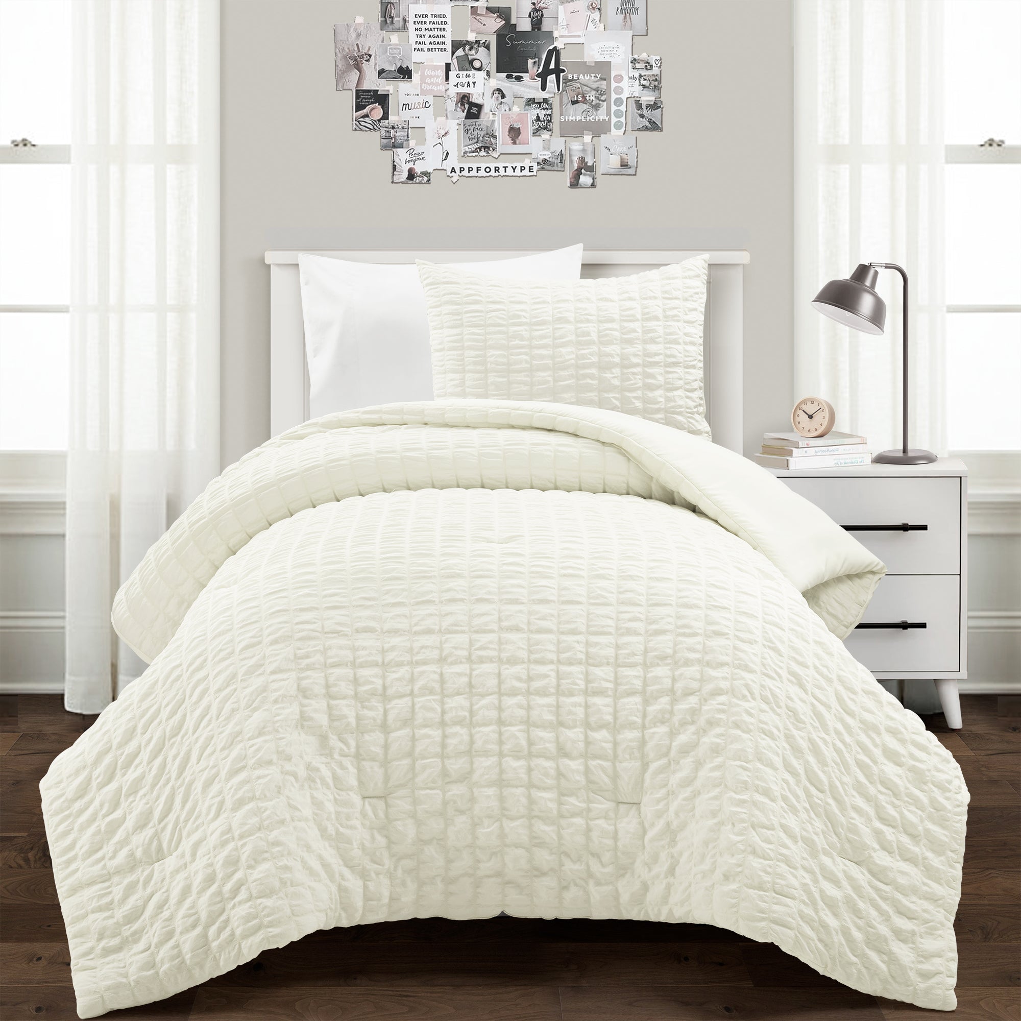 Crinkle Textured Dobby Comforter Set