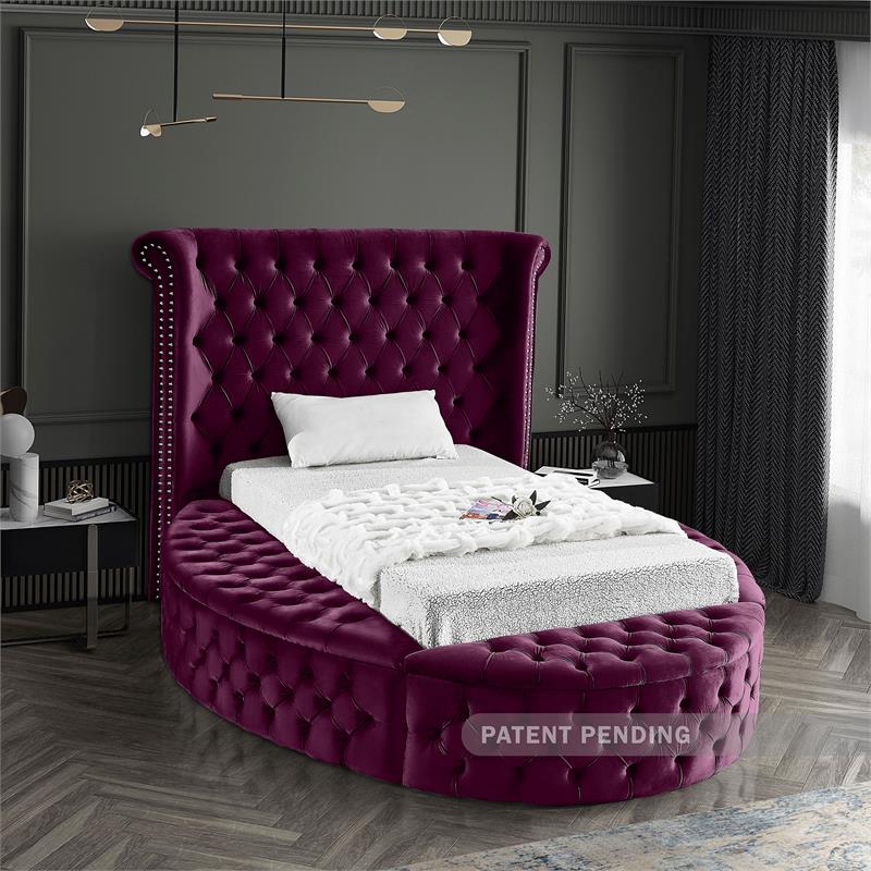 Meridian Furniture Luxus Purple Velvet Twin Bed