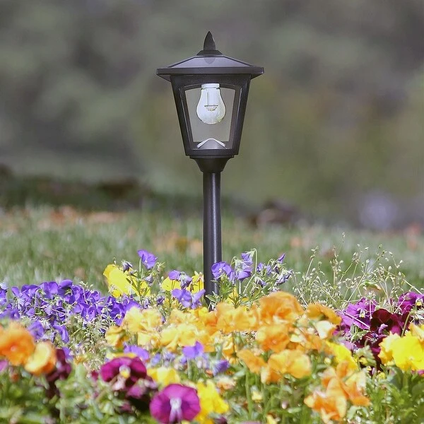 Solar Path Lights with Warm White LED Bulb - 4PK - Black