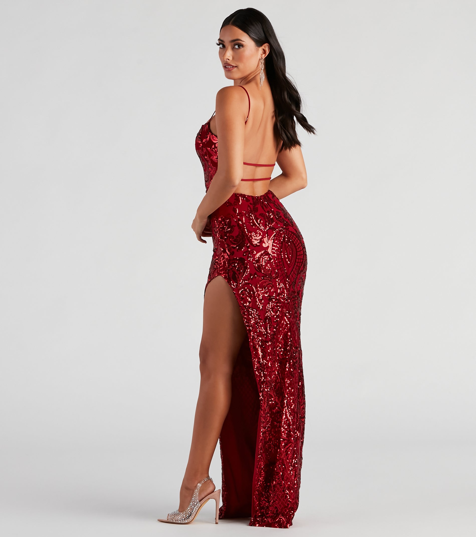 Jenelle Formal Sequin Open Back Dress