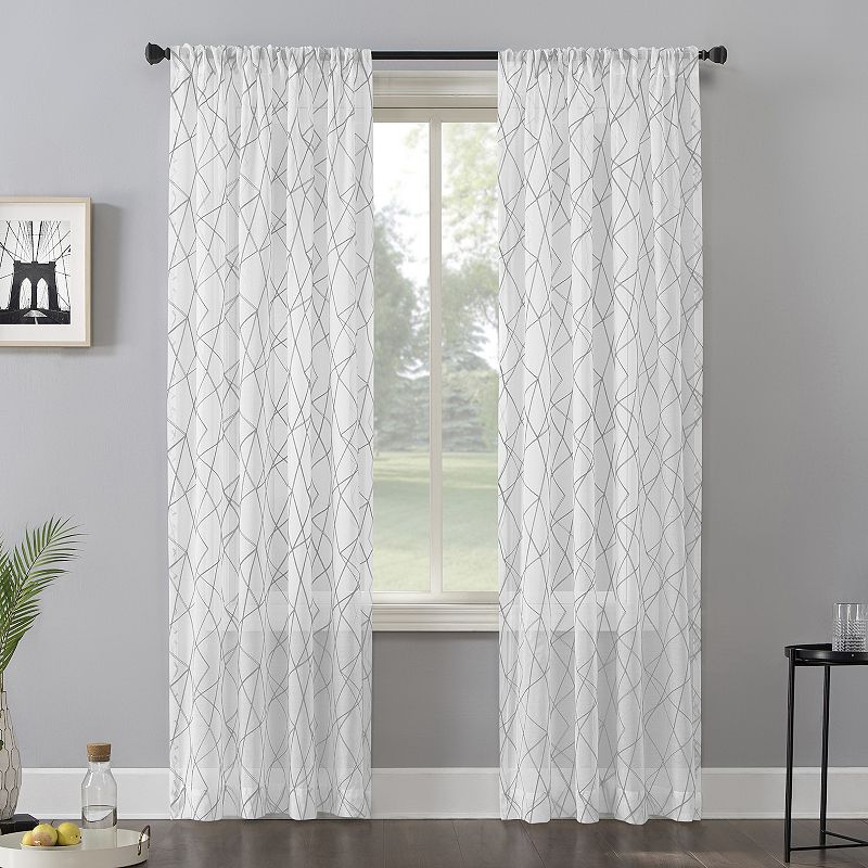 No. 918 Abstract Geometric Embroidery Semi-Sheer Window Curtain