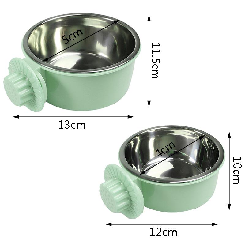 Ecosprial Removable Stainless Steel Hanging Pet Cage Bowl Food and Water Feeder Coop Cup for Birds， Rats， Guinea Pigs，Pink